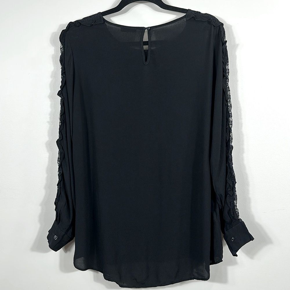 Fiorella Rubino Black Longsleeve Mesh Detail Evening Top Viscose Women Size 10 - Picture 2 of 10